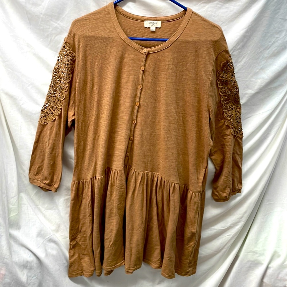 Umgee USA long lace sleeve pocket dress ladies sz L